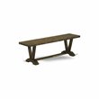 Pemberly Row 3-Piece Wood Dining Table and Bench Set in Jacobean Brown