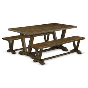 Pemberly Row 3-Piece Wooden Kitchen Dining Set in Distressed Jacobean
