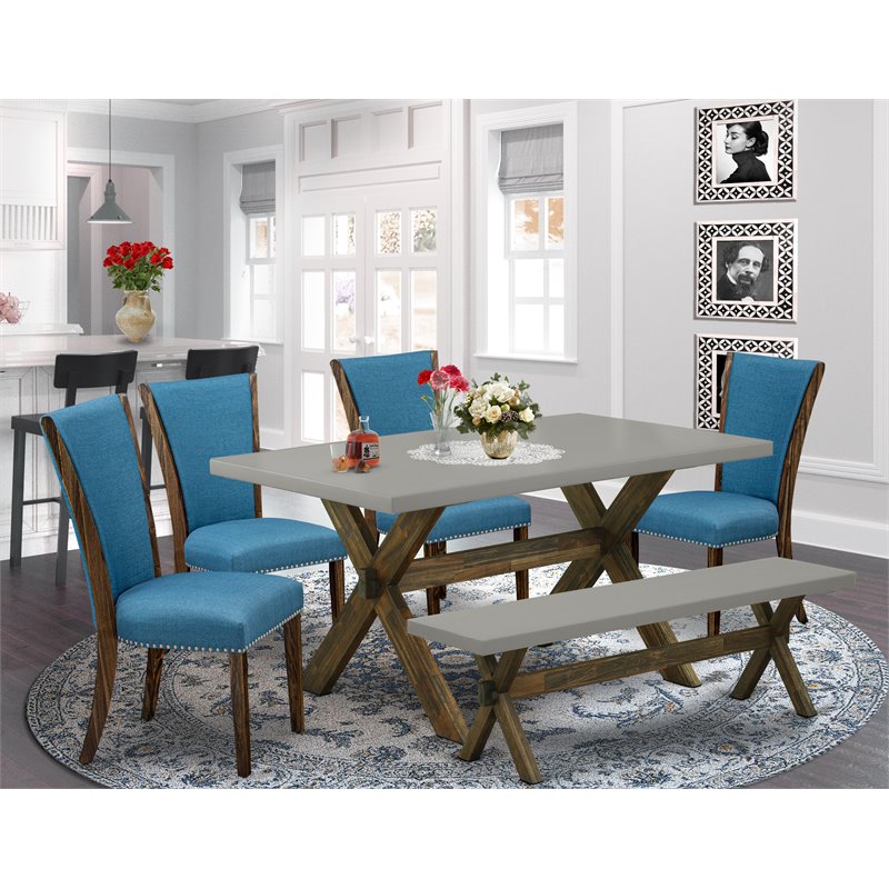 Pemberly Row 6-Piece Wood Dining Set in Multi-Color Finish