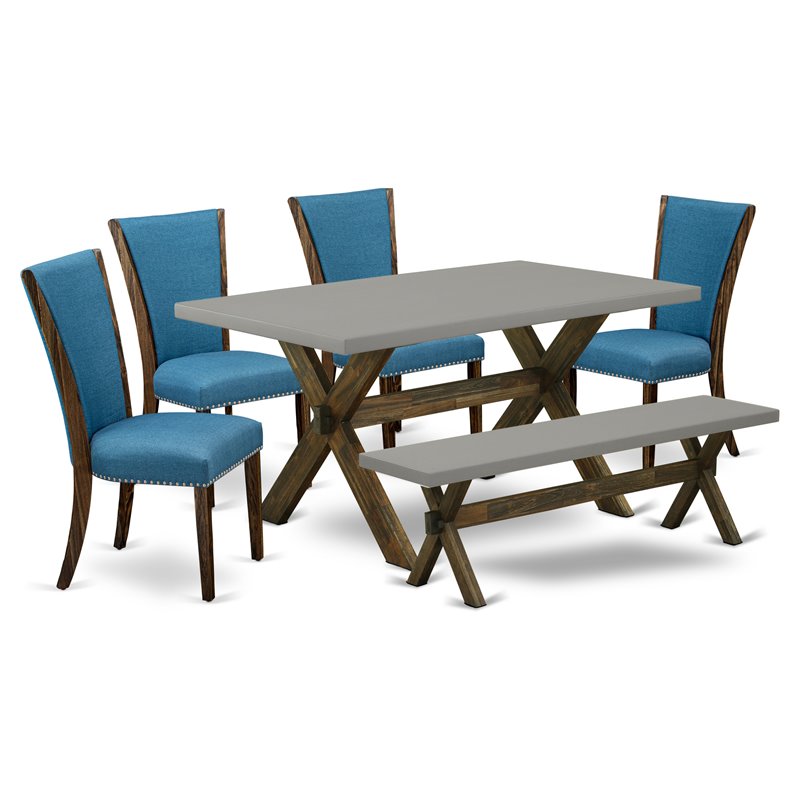 Pemberly Row 6-Piece Wood Dining Set in Multi-Color Finish