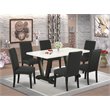 Pemberly Row 7-Piece Dining Set with Linen White and Wire Brushed Black