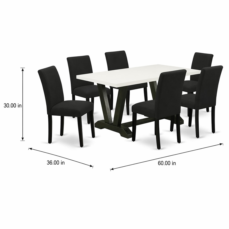 Pemberly Row 7-Piece Wood Dining Set in Linen White and Black Finishes