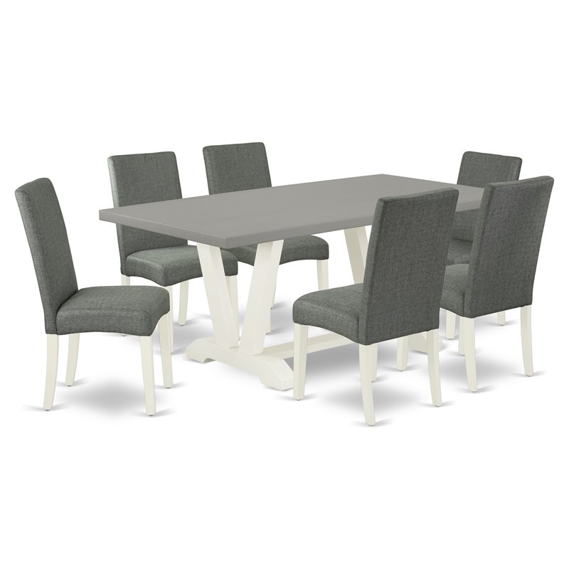 Pemberly Row 7-Piece Wood Dinette Table Set with Gray Padded Chairs