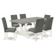 Pemberly Row 7-Piece Wood Dinette Table Set with Gray Padded Chairs