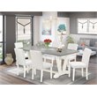 Pemberly Row 7-Piece Wood Dining Set in Linen White with Cement Finish Table