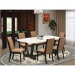 Pemberly Row 7-Piece Black and Light Sable Dining Set in Wire Brushed Finish