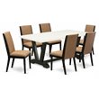 Pemberly Row 7-Piece Black and Light Sable Dining Set in Wire Brushed Finish