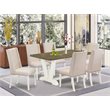 Pemberly Row 7-Piece Wood Dining Set with Cream Chairs in Linen White Finish