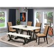 Pemberly Row 6-Pc Wood Dining Set in Black/Light Sable Finish