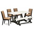 Pemberly Row 6-Pc Wood Dining Set in Black/Light Sable Finish