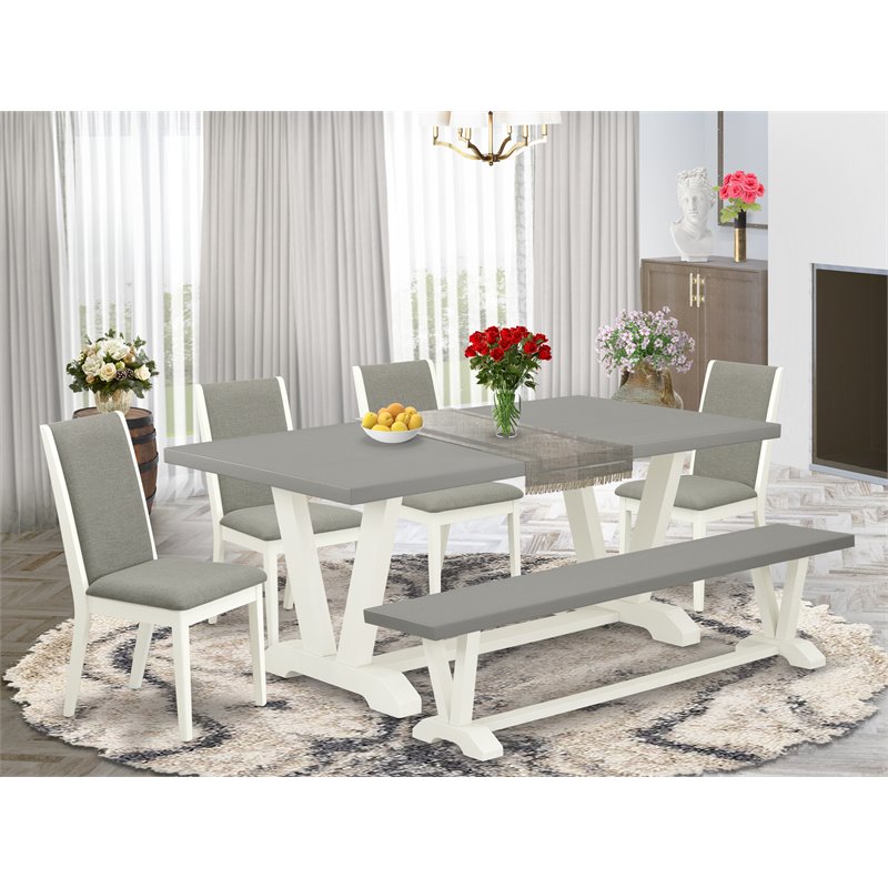 Pemberly Row 6-Piece Wood Kitchen Set in Linen White and Shitake
