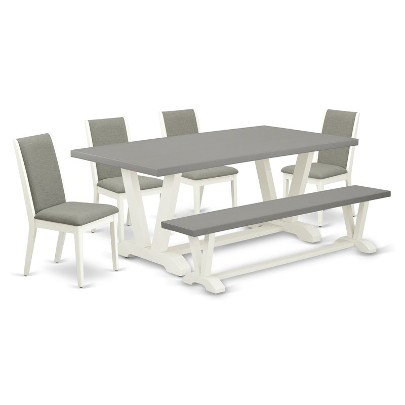 Pemberly Row 6-Piece Wood Kitchen Set in Linen White and Shitake