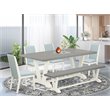 Pemberly Row 6-Piece Wood Kitchen Set in White and Baby Blue