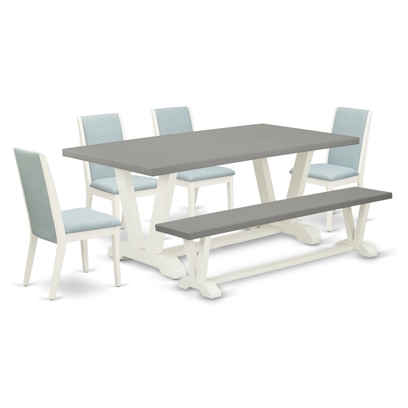 Pemberly Row 6-Piece Wood Kitchen Set in White and Baby Blue