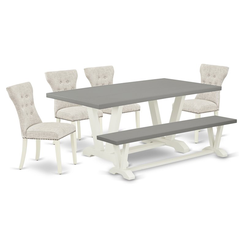Pemberly Row 6-Piece Wood Kitchen Set in Linen White and Doeskin