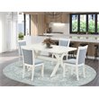 Pemberly Row 5-Piece Acacia Wood Table and Baby Blue Chair Set