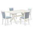 Pemberly Row 5-Piece Acacia Wood Table and Baby Blue Chair Set