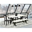 Pemberly Row 6-Piece Acacia Dining Set with Bench in Multi-Color