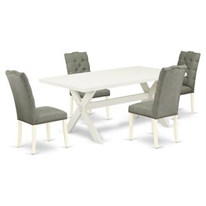 Pemberly Row 5-Piece Wooden Kitchen Set in Linen White Finish