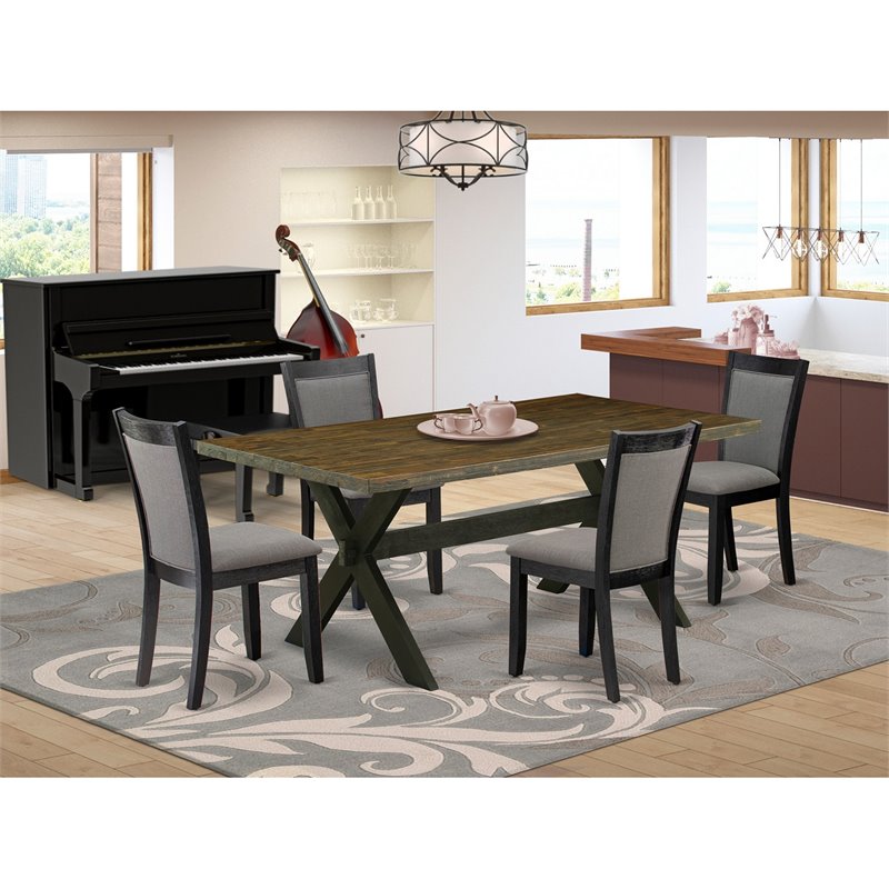 Pemberly Row 5-Piece Acacia Wood Dining Set in Multi-Color