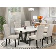 Pemberly Row 7-Piece Dining Set in Doeskin Gray with Black Wood Accents