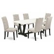 Pemberly Row 7-Piece Dining Set in Doeskin Gray with Black Wood Accents