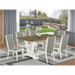 Pemberly Row 7-Piece Asian Wood Dining Set in Shitake Linen Finish