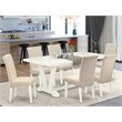 Pemberly Row 7-Piece Wood Dining Room Set in Linen White and Cream