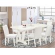 Pemberly Row 7-Piece Rubberwood Dining Table Set in Linen White