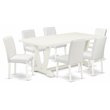 Pemberly Row 7-Piece Rubberwood Dining Table Set in Linen White