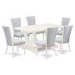 Pemberly Row 7-Piece Wood Dining Set in Linen White and Gray