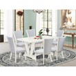 Pemberly Row 7-Piece Wood Dining Set in Linen White and Gray