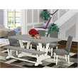Pemberly Row 6-Piece Dining Set with Bench in Linen White and Gray