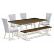 Pemberly Row 6-Piece Wood Kitchen Set with Bench in Linen White