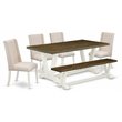 Pemberly Row 6-Piece Wood Dining Room Set in Linen White & Cream