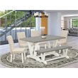 Pemberly Row 6-Piece Wood Dining Set with Linen White and Cement Finish