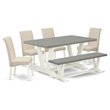 Pemberly Row 6-Piece Wood Dining Set with Linen White and Cement Finish