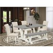 Pemberly Row 6-Piece Wood Dining Table Set in Linen White and Cement Finish