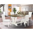 Pemberly Row 5-Piece Dining Set with White Leather Chairs and Table