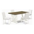 Pemberly Row 5-Piece Dining Set with White Leather Chairs and Table