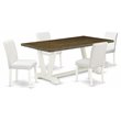 Pemberly Row 5-Piece Wood Dining Set with PU Leather Seats