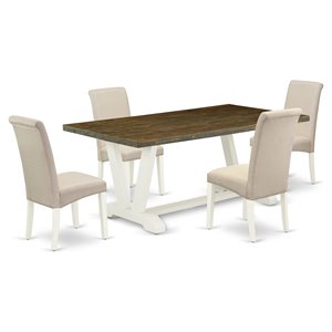 Pemberly Row 5-Piece Dining Room Table Set with Linen Upholstery