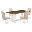 Pemberly Row 5-Piece Dining Room Table Set with Linen Upholstery
