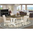 Pemberly Row 5-Piece Dining Set with Light Beige Fabric Chairs