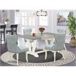 Pemberly Row 5-Piece Dining Set with Table and Linen Chairs in Multi-Color