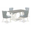Pemberly Row 5-Piece Dining Set with Table and Linen Chairs in Multi-Color