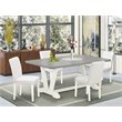 Pemberly Row 5-Piece Table Set with Leather Chairs in White