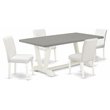 Pemberly Row 5-Piece Table Set with Leather Chairs in White