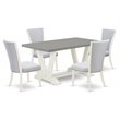 Pemberly Row 5-Piece Dining Table Set in Wood with Cement & White Finish