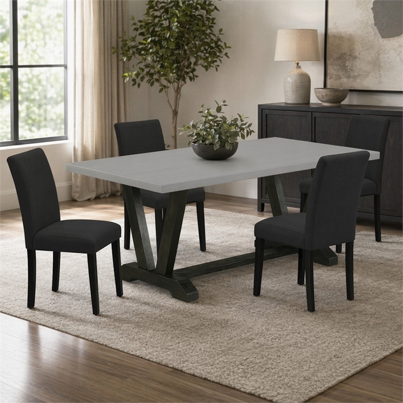 Pemberly Row 5-Piece Dining Table and Upholstered Chairs in Multi-color